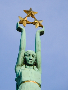 This photo of the top of the Freedom Statue in Riga, Latvia was taken by photographer Anja Ranneberg of Hamburg, Germany.