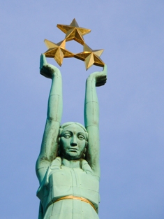 This photo of the top of the Freedom Statue in Riga, Latvia was taken by photographer Anja Ranneberg of Hamburg, Germany.